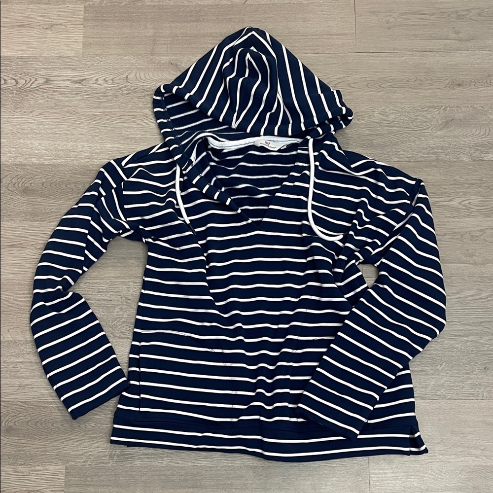 VINEYARD VINES medium Navy and White Striped Hoodie SOFT